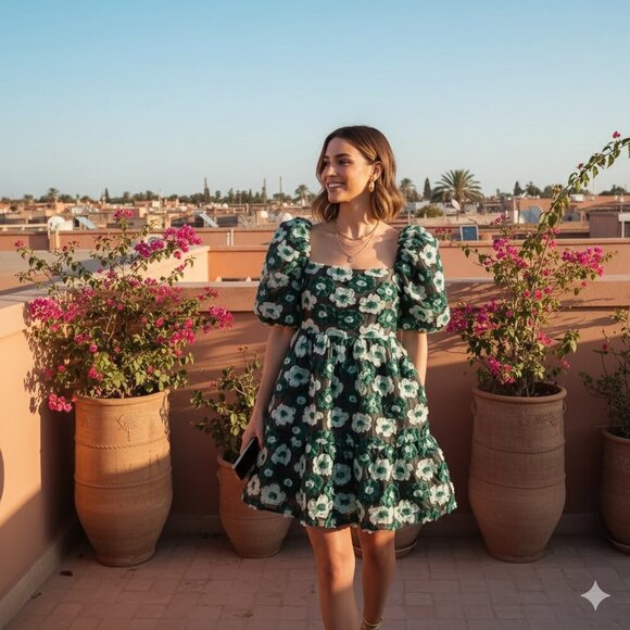 Elliatt Dresses & Skirts - NWT ELLIATT Helene Mini Baby Doll Dress Green Size Small